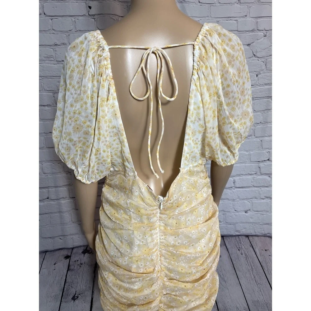 New Free People Tea Yellow Floral Tessa Dress Size M